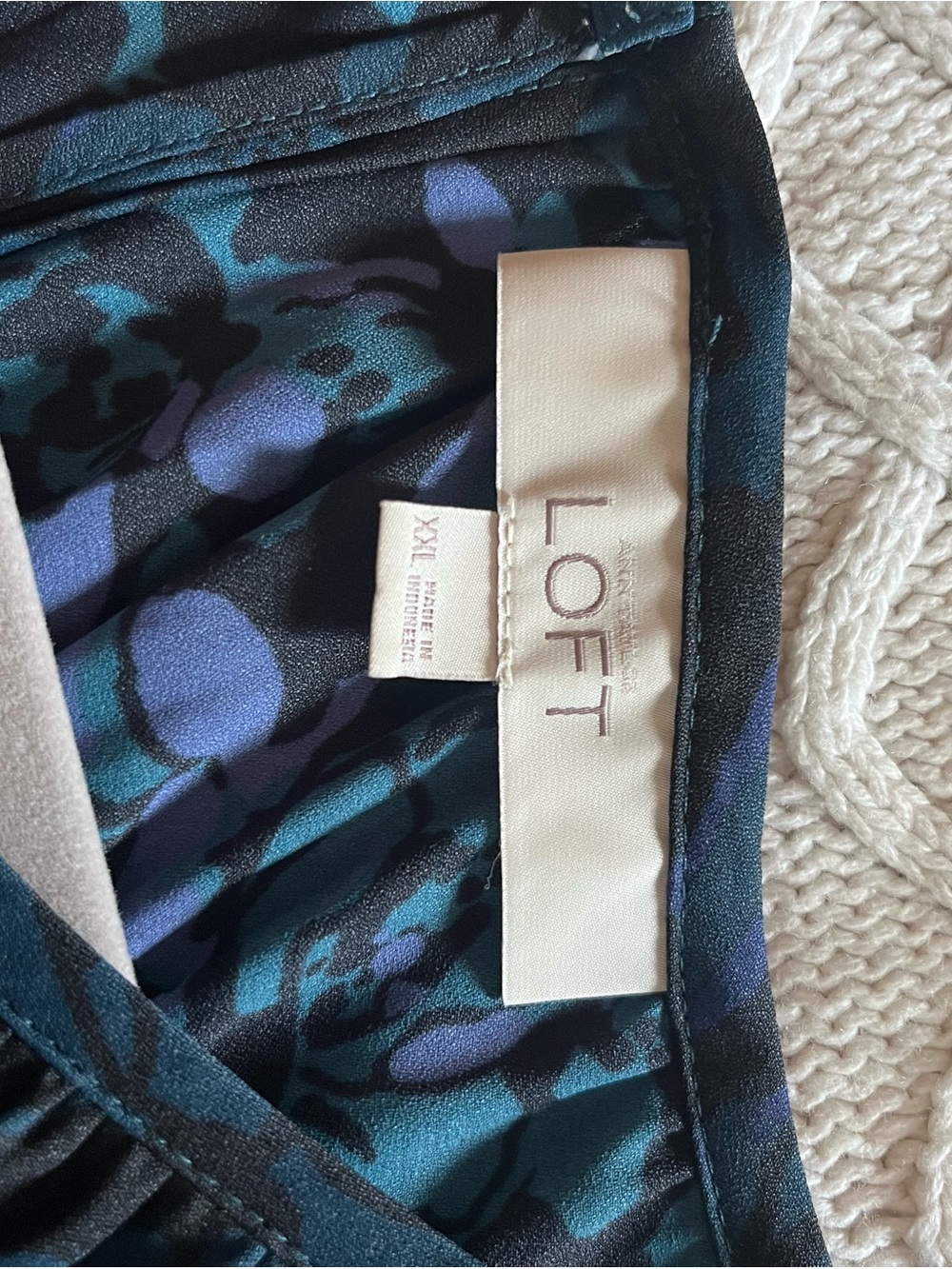 Loft Black Base Floral Long Sleeve Blouse in Dark Teal & Purple Accents Size XXL - Picture 5 of 16